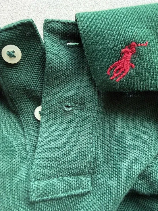 Polo by Ralph Lauren Green Short-Sleeve Dog Polo with Pink Pony - Picture 3 of 5